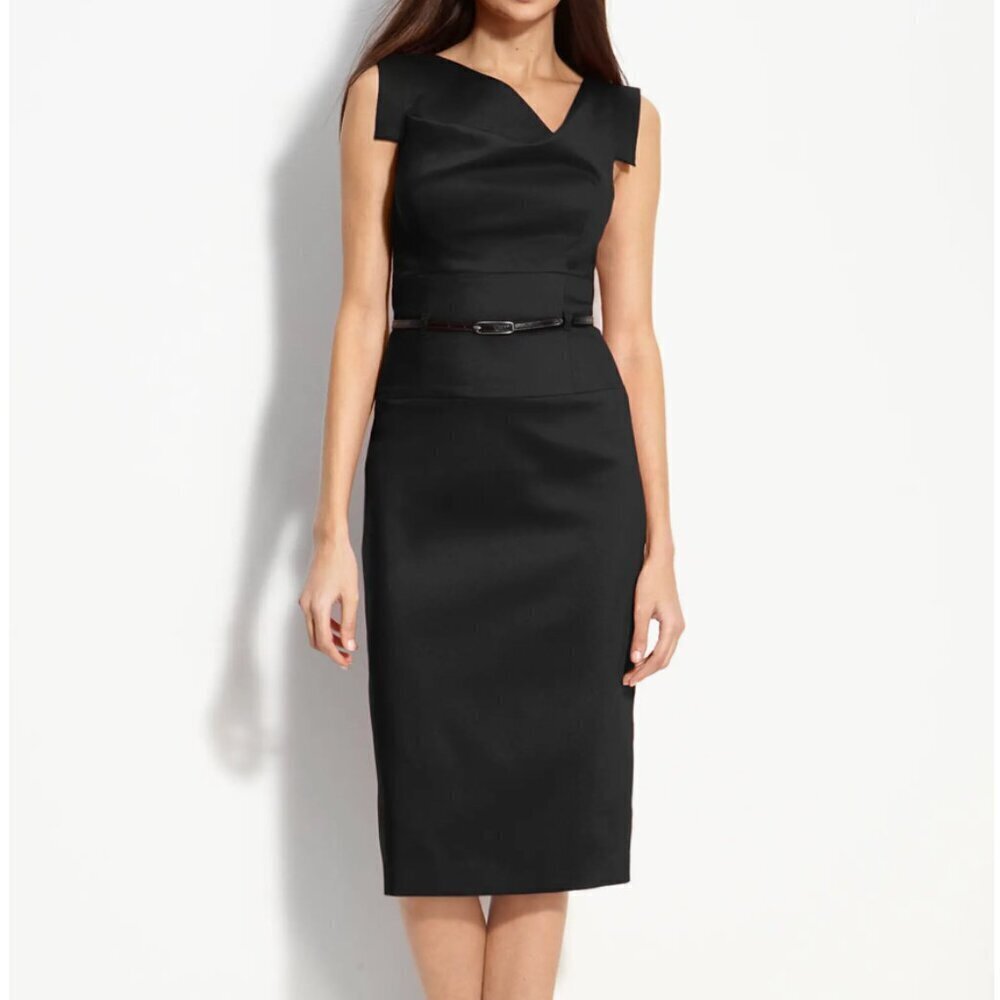 Black Halo Jackie O Black Midi Dress Sleeveless Size XS